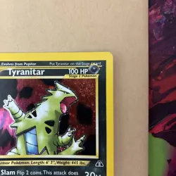 Pokemon Tyranitar Neo Discovery Amazing Holo Swirl Card 12/75 Unlimited Rare LP - Image 4