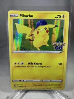 Pokemon TCG Pikachu Pokemon GO 028/078 Holo Rare Lightning LP Card - Image 1