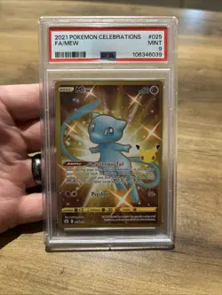 Pokemon Mew 025/025 25th Anniversary Celebrations Full Art Gold Card PSA 9 Mint - Image 1