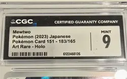 CGC 9 Mewtwo 183/165 Sv2a Pokemon Card 151 Art Rare Holo Japanese 2023 - Image 3