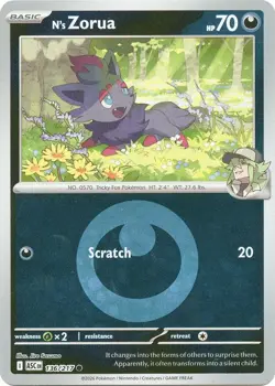 N's Zorua (Energy Symbol) 136/217 Reverse Holo Pokemon ME: Ascended Heroes NM - Image 1