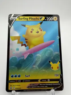 Surfing Pikachu V 008/025 Celebrations 25th Anniversary Ultra Rare Pokemon - Image 2