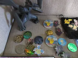 Lot of Pokemon TCG Items Vintage Coins, Pins, Deck Sleeves, Binders and Figure - Image 2