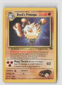 Brock's Primeape #35/132 Gym Challenge Uncommon Pokemon TCG LP - Image 1