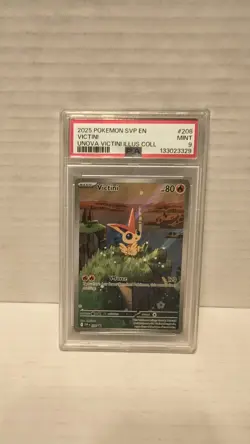 2025 Pokemon SVP EN Black Star Promo Victini Unova Illustration #208 PSA 9 MINT - Image 1