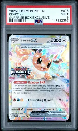 2025 POKEMON PRE EN-PRISMATIC EVOLUTIONS SURPRISE BOX EXCLUSIVE EEVEE EX PSA 9 - Image 1