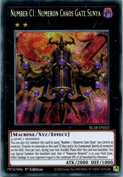 Yugioh Number C1: Numeron Chaos Gate Sunya BLAR-EN021 1st Edition Secret Rare NM - Image 1