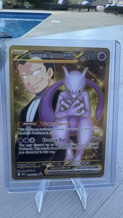 Pokemon Team Rocket's Mewtwo ex 240/182 Hyper Rare Full Art Holo Sv10 - Image 1