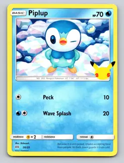Piplup 020/025 Promo McDonald's 25th Anniversary Promos Pokemon NM - Image 1