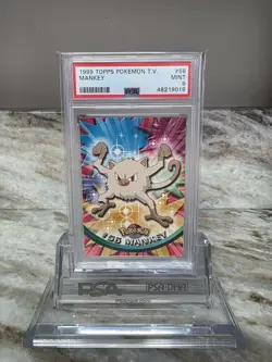 🔥 1ST EDITION, BLUE LOGO 🔥 1999 Mankey Topps Tv Pokemon #56 PSA 9 - Image 1