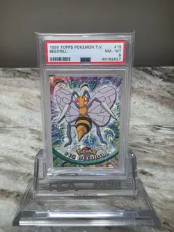 🔥 1ST EDITION, BLUE LOGO - 1999 Pokemon Beedrill #15 Topps T.V. PSA 8 - Image 1