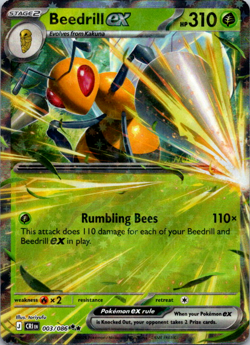 Beedrill ex 003/086 ME04: Chaos Rising Double Rare Pokemon NM - Image 1