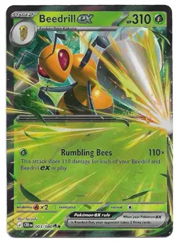 Beedrill ex 003/086 Double Rare ME04: Chaos Rising Pokemon Near Mint - Image 1
