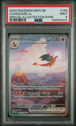 2023 Pokemon 151 Glurak EX PSA 9 Mint #199 Deutsch - Image 2