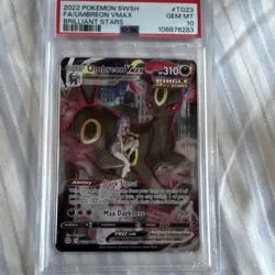 Pokemon Umbreon VMAX Full Art Holo Brilliant Stars TG23/TG30 PSA 10 2022 - Image 1