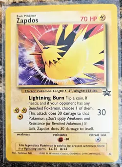 Pokemon 2000 Black Star Promo Zapdos Aoki Error 23 LP - Image 1