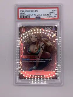 PSA 10 GEM MT Nami ST01-007 Winner English Promo One Piece Tournament Pack Vol 3 - Image 1