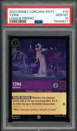 Disney Lorcana EN P1 League Promo Yzma Alchemist No. 10/P1 PSA 10 - Image 1