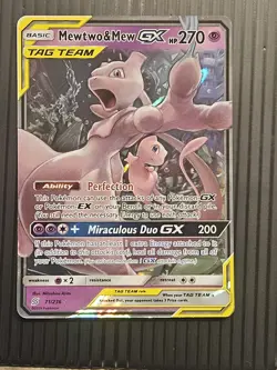 Pokemon TCG Mewtwo & Mew GX Full Art Holo Card 71/236 Unified Minds - Image 1
