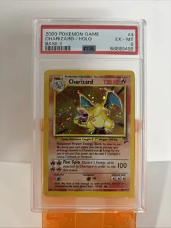 Pokemon 2000 Base Set 2 #4 Charizard-Holo Card PSA 6 - Image 1