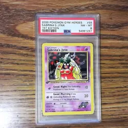Sabrina's Jynx 59/132 GYM HEROES 1st Edition Graded Pokemon Card - PSA 8 - Image 1