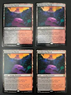 MTG- Smoldering Marsh x4 - TMNT (Two are Surge FOIL) - Image 1