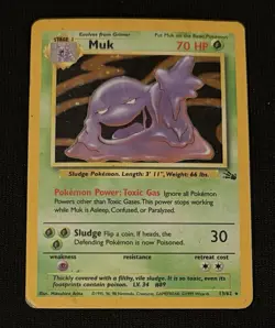 Pokemon TCG Muk Holo Rare Card 13/62 Fossil 1999 Vintage - Image 1