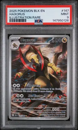 2025 POKEMON BLK EN-BLACK BOLT ILLUSTRATION RARE #147 HAXORUS PSA 9 - Image 1
