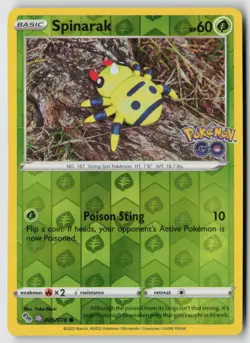 Spinarak (Peelable Ditto) 006/078 - Pokemon GO Reverse Holo - PTCG - LP - Image 1