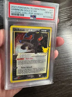 2021 POKEMON CELEBRATIONS CLASSIC COLLECTION #17 UMBREON-GOLD STAR PSA 10 - Image 4
