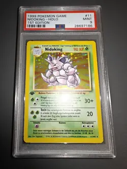 1999 Pokemon Base Set 1.Edition Nidoking PSA 9 Mint #11 Deutsch - Image 1
