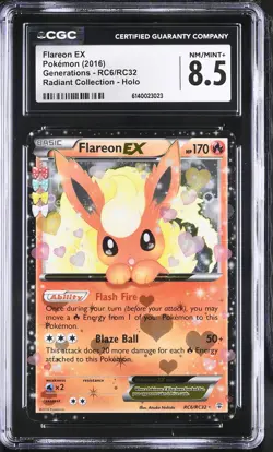 CGC 8.5 FLAREON EX RC6/RC32 RADIANT COLLECTION HOLO GENERATIONS POKEMON NM/MINT+ - Image 1