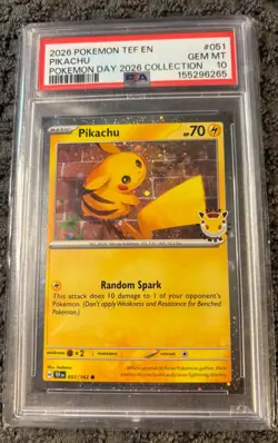 2026 PIKACHU POKEMON TEF EN POKEMON DAY COLLECTION #051 *Swirls* PSA 10 - Image 1