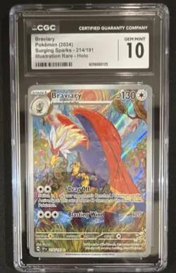 Pokemon Braviary 214/191 SV08 Surging Sparks Illustration Rare CGC 10 Holo - Image 1