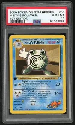 2000 Pokemon Gym Heroes 1st Edition Misty's Poliwhirl #53 PSA 10 - Image 1