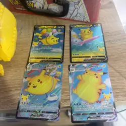 Surfing Pikachu & Flying Pikachu V & Vmax 4 Card Set Pokemon TCG Celebrations NM - Image 1