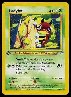 Pokemon Card - Ledyba Neo Destiny 71/105 1st Edition Common - Image 1