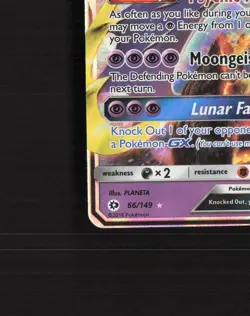 Lunala GX 66/149 Sun & Moon Ultra Rare Holo Pokemon Card DMG - Image 5
