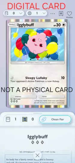 Igglybuff Pokemon Pocket Mobile Game Card Secluded Springs Set ◇◇◇Card For Trade - Image 1