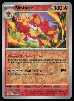 Simisear 021/182 Uncommon Paradox Rift Pokemon Reverse Holo Near Mint - Image 1