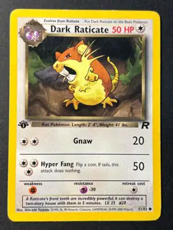 Dark Raticate 51/82 1st Edition Team Rocket - Pokemon Card WOTC - B MP - Image 1
