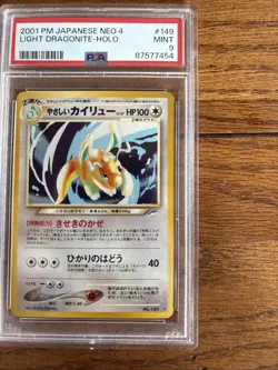 2001 Pokemon Japanese Neo 4 Light Dragonite #149 Holo PSA 9 - Image 5