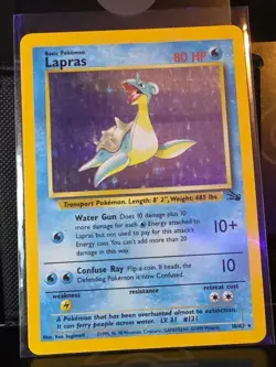 Pokemon Lapras Fossil 10/62 Holo Rare Unlimited Card 1999 English Pokemon TCG - Image 1