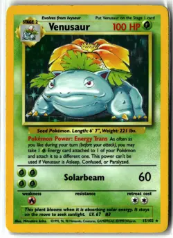 Venusaur ⭐ 15/102 Holo Rare Base Set Unlimited 1999 Pokemon LP - Image 1