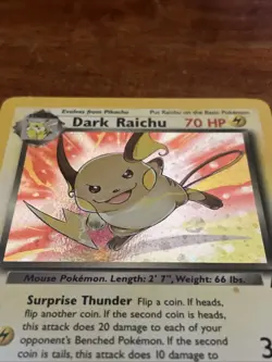 Pokemon Dark Raichu Team Rocket Holo Rare 83/82 Swirl - Image 3