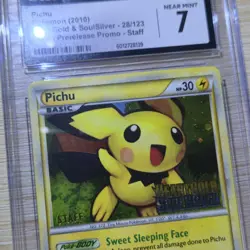 STAFF CGC 7 Pichu 28/123 HeartGold SoulSilver Prerelease Holo Promo Pokemon Card - Image 1
