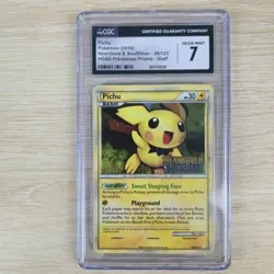 STAFF CGC 7 Pichu 28/123 HeartGold SoulSilver Prerelease Holo Promo Pokemon Card - Image 3