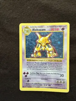 Pokemon TCG Shadowless Alakazam Base Set 1/102 Holo Rare (Damaged) - Image 1