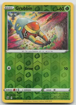 Grubbin 016/192 Rebel Clash Pokemon Reverse Holo NM Common - Image 1