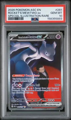 2026 POKEMON ASC EN-ASCENDED HEROES #281 TEAM ROCKET'S MEWTWO EX PSA 10 - Image 1
